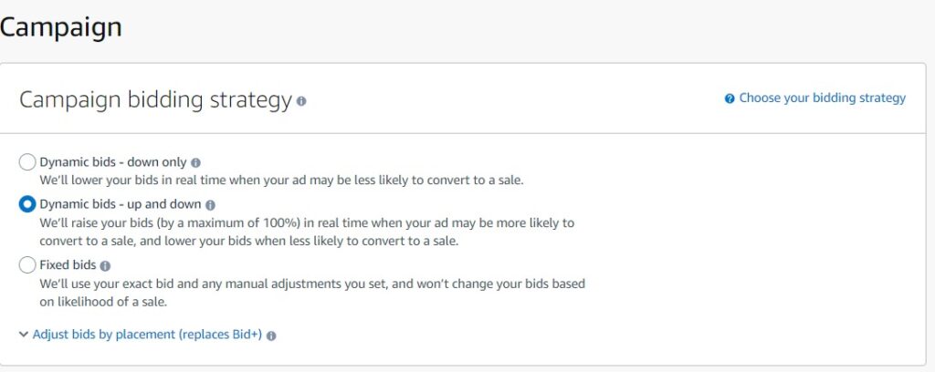 bidding strategies in Sponsored Product Ads