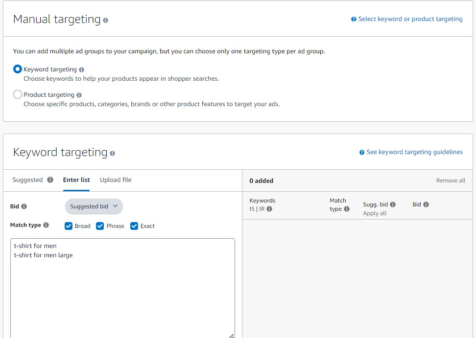 add keywords