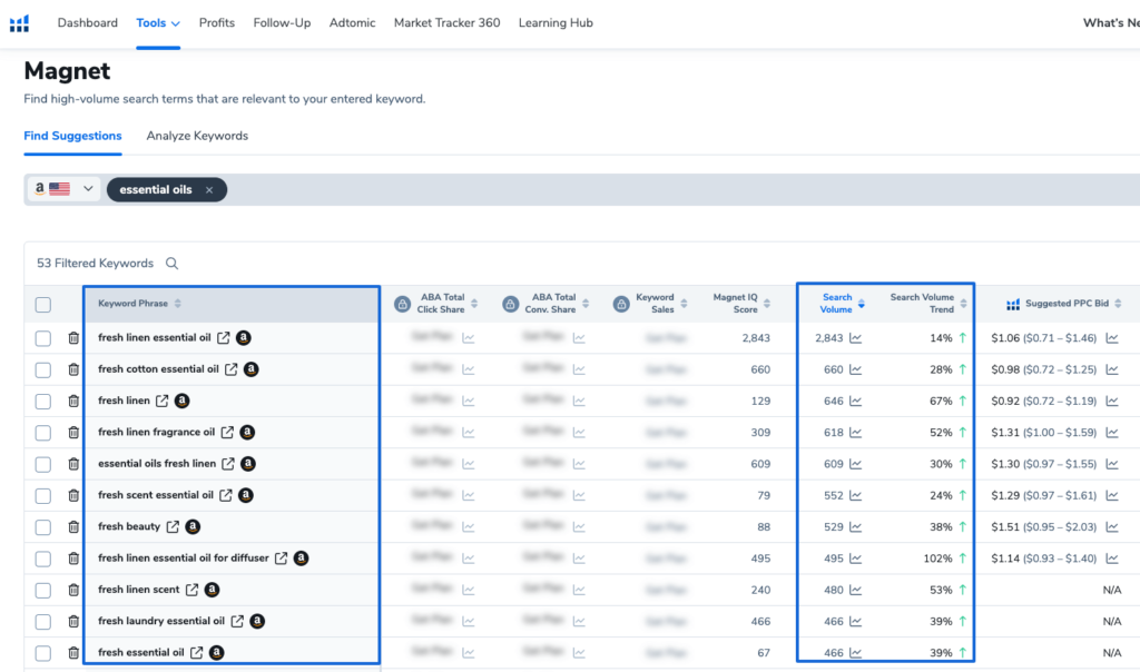 Amazon keyword research with Helium 10