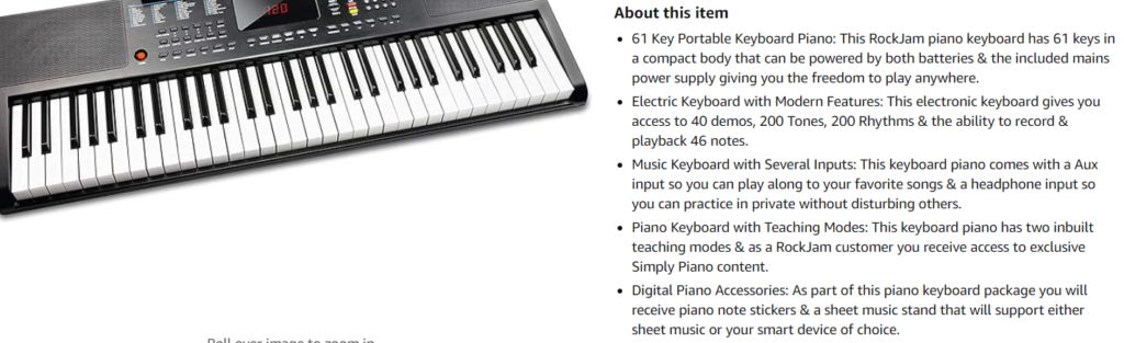 Amazon bullet points