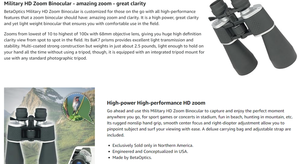 Amazon Product Description