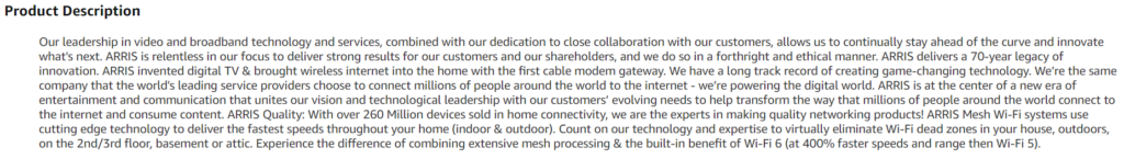 Amazon Product Description